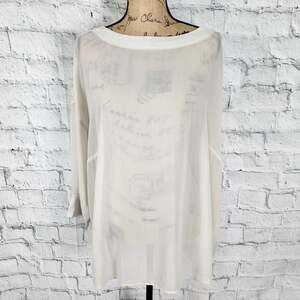 Eileen Fisher sheer silk georgette blouse Sz 1X bone bateau nk top A3C